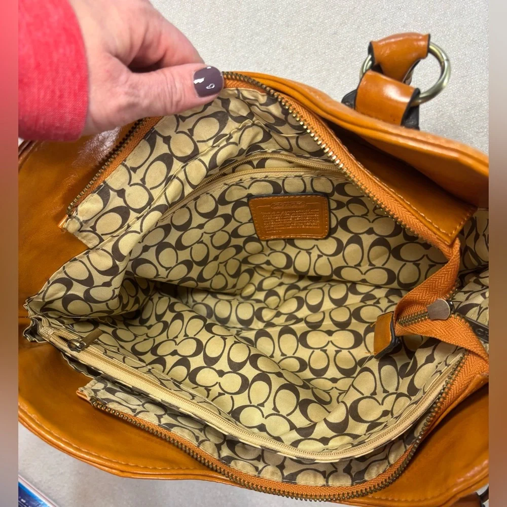 Coach Ashley Cognac Leather Satchel Crossbody Shoulder Bag Horse Carriage - Picture 4 of 15